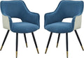 Set of 2 Blue Fabric Side Chair Living Room Bedroom Kitchen Vanity Chair 23 x 23 x 34