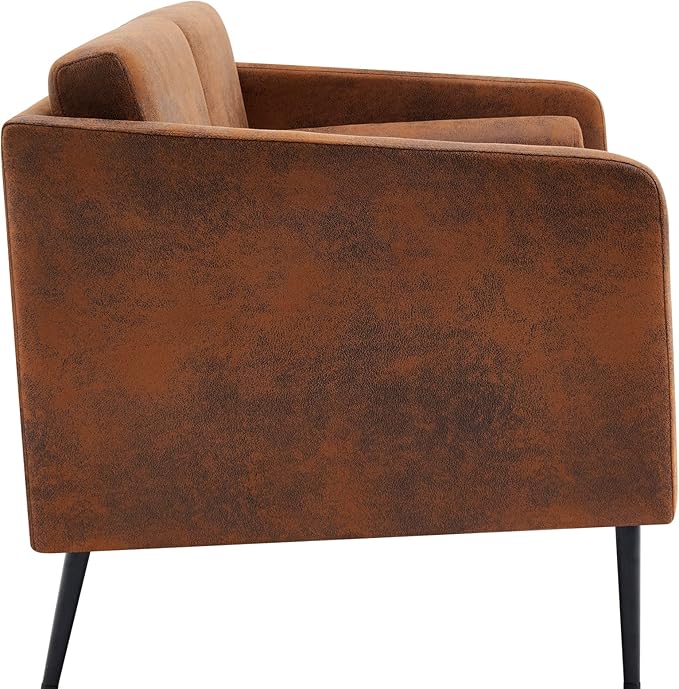 Karl home Loveseat Sofa 52 Bedroom Couch Mid-Century 2-Seat Sofa Bronzing Cloth Upholstered Love Seat with Metal Legs for Living Room Bedroom Balcony Apartment Office Brown
