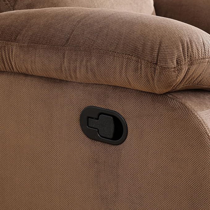 Manual Velvet Recliner Chair Sofa for Living Room35 Ergonomic Reclining Chair with 10 Arm/Upholstered Seat/Metal FrameModern Single Couch for Rv Sofa/Home Theater Seating/Office(Brown)
