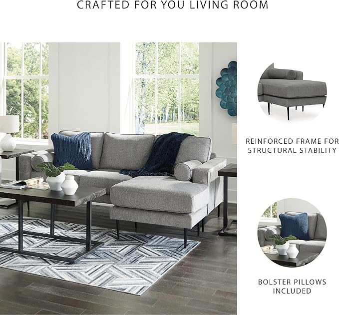 Signature Design by Ashley Hazela Contemporary Sectional Sofa Couch with Chaise Lounge Gray