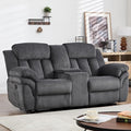 CANMOV Recliner Sofa Set Manual Recliner Loveseat with Overstuffed Armrest for Living RoomBedroom FurnitureOffice2 Seat Grey
