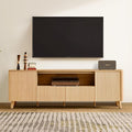 CHITA TV Stands for Living Room Mid Century Modern TV Stand for 80 inch TV with Storage Drawers Adjustable Shelves Oak