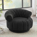 360° Swivel Chair Accent Chair Sofa Chenille Fabric Upholstered Swivel Barrel Round Club Chair with Oversized Seat for Living Room Bedroom Office Hotel (Black-12.1)