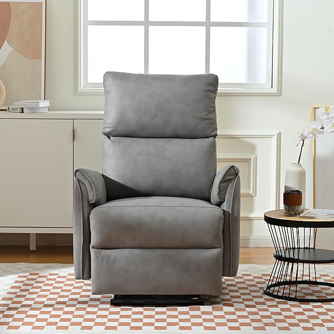 Electric Power Recliner ChairUpholstered Foam Lounge Single SofaReclining Chair with USB Charging PortsHome Theater Seating Living Room Bedroom Gray