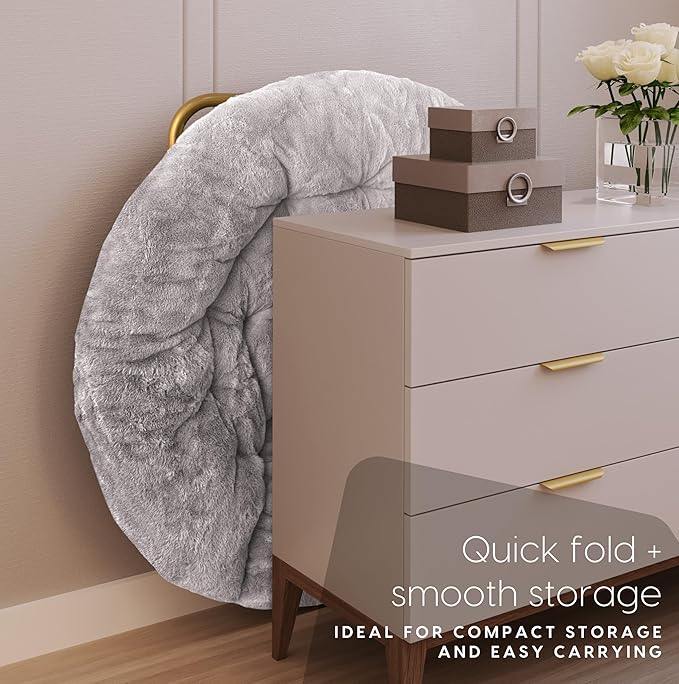 Milliard Saucer Chair for Adults Teens &amp Kids Light Grey Faux Fur XL Circle Chair for Bedroom Dorm &amp Gaming Foldable Comfy Accent Seat for Small Spaces Folding Moon/Mushroom/Round Style