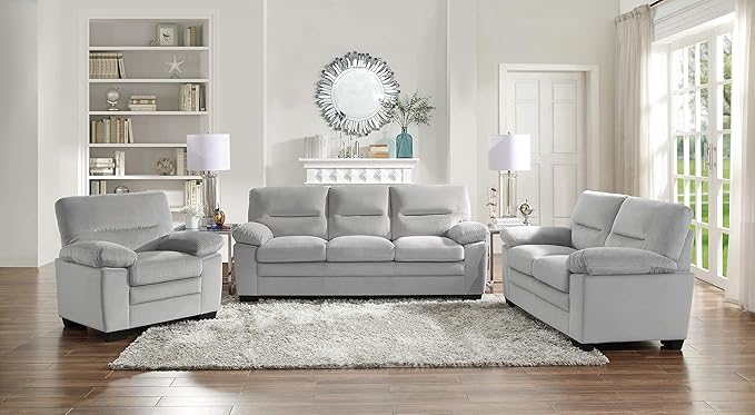 Lexicon Single Sofa Chair for Living Room Accent Chair Upholstered Armchair Comfy Chair for Bedroom/Office/Waiting Room Gray