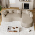 Oversized Sectional Sofa with Right Chaise for Living Room 111 Modern Curved L Shape Cloud Couch with Extra Deep Seat Modern Luxury Chenille 4 Seater No Assembly Required Light Brown