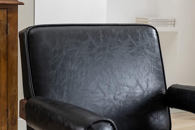Leisure Chair with Solid Wood Armrest and Feet Mid-Century Modern Accent Chair for Living Room Bedroom Studio Chair