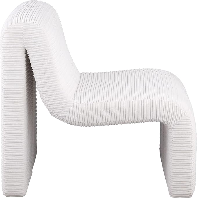 Coaster Home Furnishings - Drayton - Wood and Metal - Upholstered Armless Accent Chair with Sinuous Curves Ribbed Detailing and Foam Padding - Living Room - Ivory - 907525