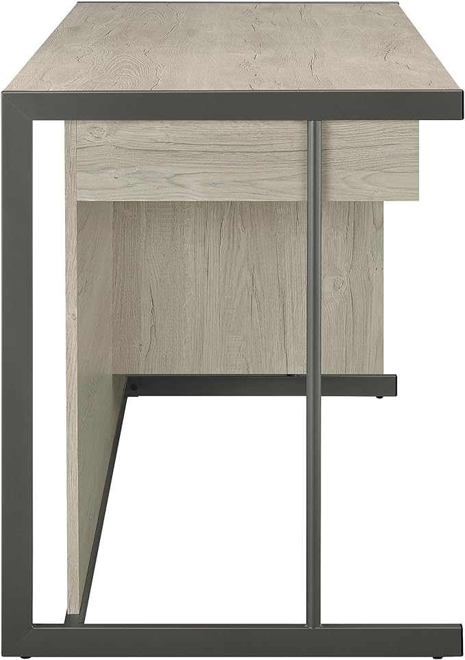 Coaster Home Furnishings - Loomis - Engineered Wood - 60-Inch Desk with Drawers and File Cabinet Drawers Sled Base Contemporary Style - Home Office - Whitewashed Grey - 805881
