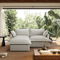 Linen Blend Cloud Couch Sectional for Living Room Comfy Down Filled Cloud Modular Sectional Sofa Modern Convertible Deep Seat Modular Couch Sleeper Sofa Bed Removable &amp Washable Covers