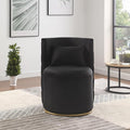 360° Swivel Accent Chair Velvet Chair with Storage Function Curved Chair with Gold Metal Base Accent Chair for Living Room Bedroom Home OfficeApartment-Black
