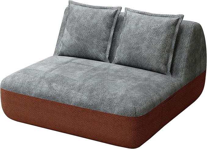Hobestluk Small Couches for Small Spaces42” Mini Loveseat Sofa 2-Seater Armless Sofa Chair with Side Pocket for Living RoomBedroomDormOffice (Terracotta+Grey)
