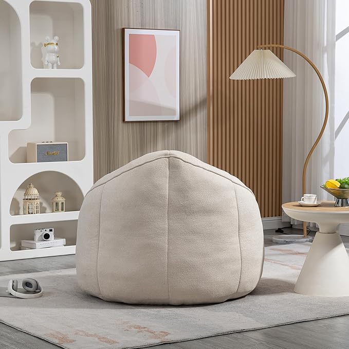 Small Bean Bag Chairs for Adults Single Sofa Chair with Ottoman Footrest Bean Bag Couch for Teens with Foam Filler Included Comfy Soft Lazy Sofa for Small Space/Living Room/Bedroom/Study