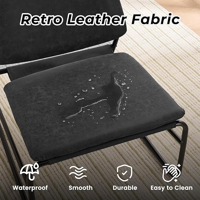 DAICO Modern Accent Chair Waterproof Armless Sling Accent Chairs Comfy Upholstered Side Sitting Chairs with Metal Frame for Living Room Bedroom Balcony Garden Faux Leather Black