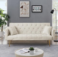 Anwick 72''Modern Velvet Sofa Bed FutonConvertible Folding Sleeper Couches with 3 Adjustable BackrestsTufted Recliner Love Seat Golden Chrome Legs for Living Room Apartment Home Office (Beige)