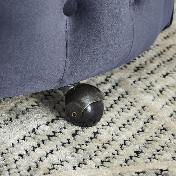 360° Swivel Accent Barrel Chair Velvet Comfy Round Chair with Button Tufted Design &amp 4 Moveable Wheels Upholstered Modern Lounge Reading Chairs for Living Room Bedroom Apartment Clubs(Grey)