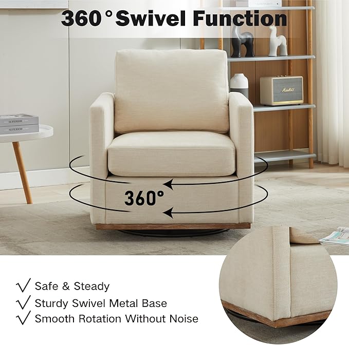 Chifee &amp Vingol 30.7 W Mid Century Modern Swivel Accent Chair