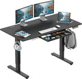 SHW 55 x 28 Inches Electric Height Adjustable Standing Desk with Drawer and Memory Preset Black