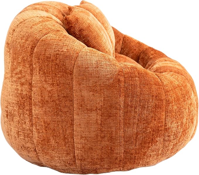 GDFStudio Colomt Lounge Chair Upholstered Lazy Sofa Chair 2 Seater Couch Comfort Chenille Loveseat Ready to Use Bean Bag Chair Soft Seating Lounge Reading Sofa for Living Room Bedroom Organge