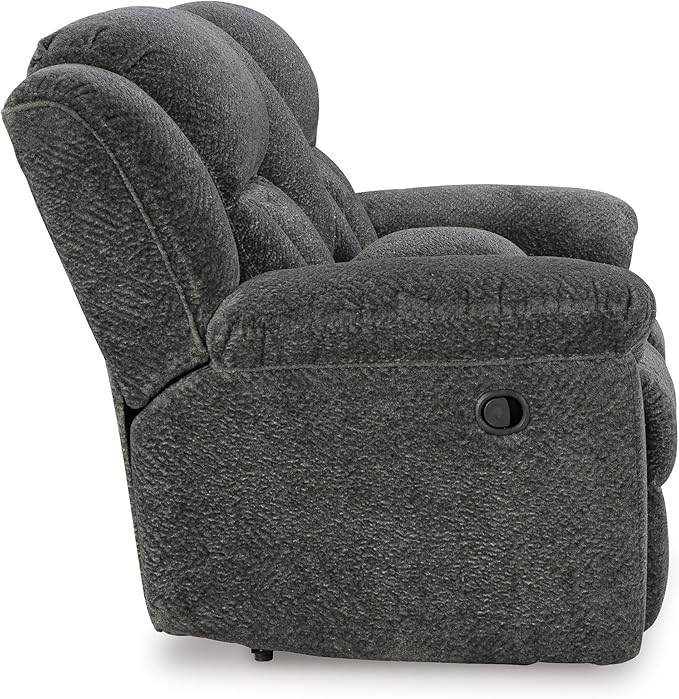 Signature Design by Ashley Frohn Contemporary Manual Reclining Loveseat with Console with Console Storage and Cup Holders Gray