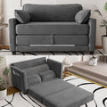 Convertible Sofa Bed Loveseat Sleeper Sofa with Side Storage &amp Solid Wood Frame Corduroy Small Couch Bed for Small Space Pull Out Floor Couch for Apartment Guest (Grey 51)