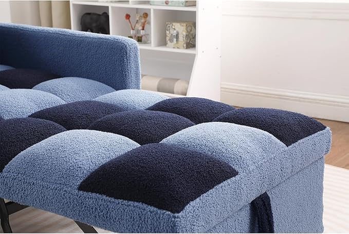 3-in-1 Convertible Chair Bed Teddy Fabric Multi-Functional Single Armchair Sofa Bed with Adjustable Backrest Pull Out Sleeper Chair