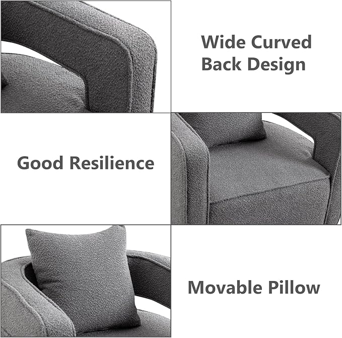 Chifee &amp Vingol 28.9 Boucle Modern Swivel Accent Barrel Chair Set of 2Gray