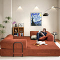 79 Convertible Sofa Bed Boneless Corduroy Sleeper Foldable Modular Couch Memory Foam Compressed Sofa in A Box Folding Mattress Floor Couch for Small Space Living Room Apartment Bedroom Orange