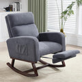 Rocking Chair Nursery with Foot Rest Teddy Nursing Rocking Chairs for Mom Breastfeeding Rocker Glider Chair with High Backrest for Living Room Bedroom Blue Grey