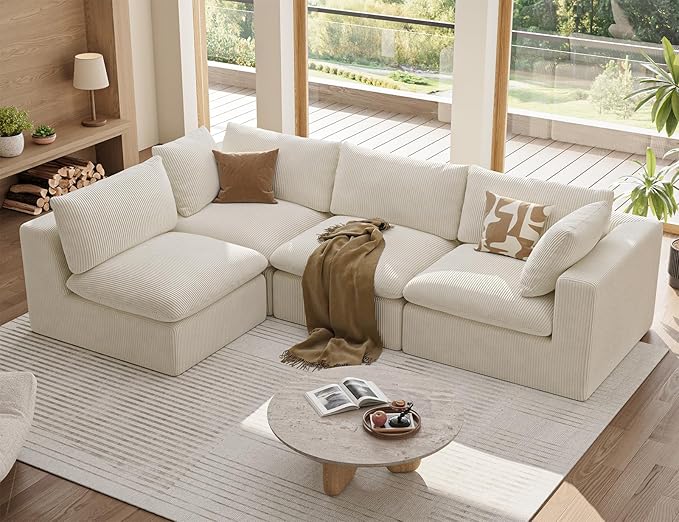 106“ Cloud Sectional Couches Sofa for Living Room Modern 4 Seats Couch Convertible L Shape Sofa No Assembly Needed