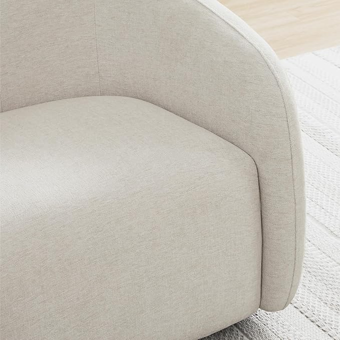 Watson &amp Whitely Swivel Accent Chairs for Living Room Modern Upholstered Arm Chair for Bedroom Fabric in Cream