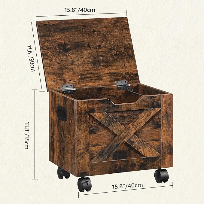 Rolling Filing Cabinet Small File Cabinet Under Desk with Single Drawer Hanging File Organizer for A4/Letter-Size Documents Organizer Box for Home Office Rustic Brown FCRB4001