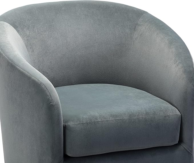 HULALA HOME Swivel Accent Chair with Gold Metal Base Set of 2 Contemporary Velvet Curved Swivel Barrel Chair Upholstered Club Armchair Leisure Single Sofa for Living Room Nursery Bedroom(Grey)