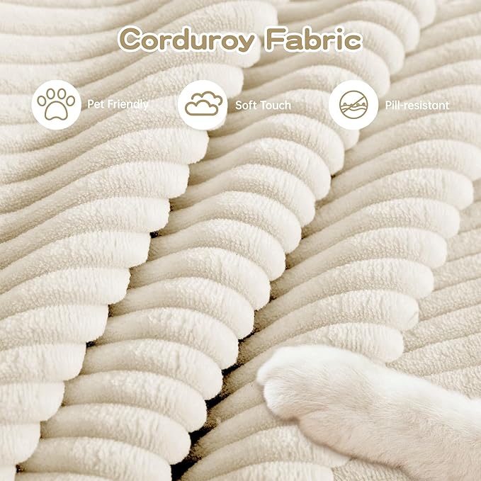 Cloud Couch Modular Sectional Sofa Oversized Convertible Sofa Sectional Couches for Living Room Comfy Corduroy Upholstery Couch Deep Seat Extra-Wide Armrests Couches Beige