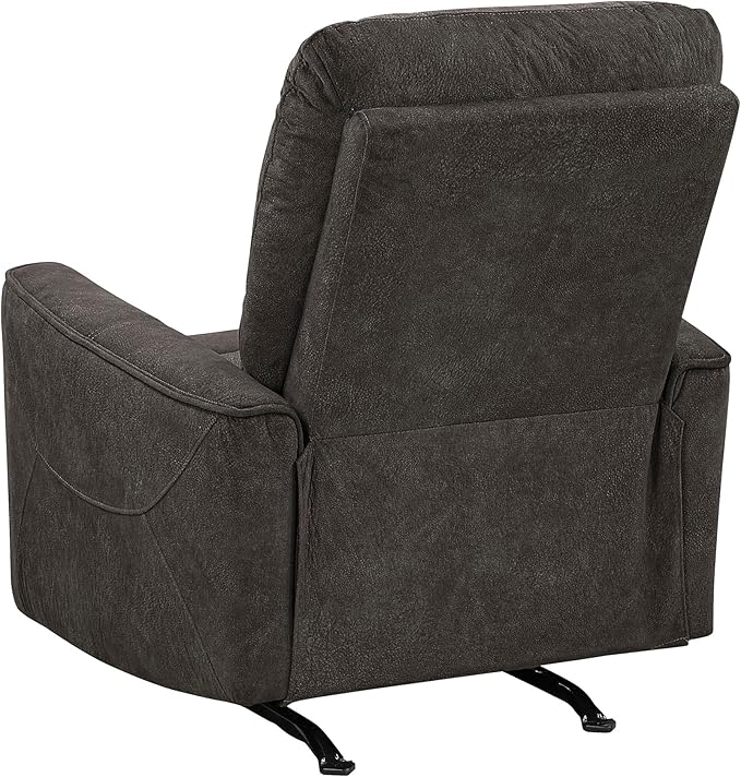 Lexicon Manual Rocker Recliner Chair Polished Microfiber Manual Reclining Chair with Overstuffed Backrest Comfy Nursery Recliner for Living Room/Office/Bedroom/Apartment Easy Assembly Chocolate
