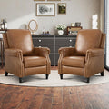 CANMOV Push Back Recliner Chair Set of 2 Genuine Leather Pushback Reclining Chair with Padded Seat Wingback Recliner with Rivet Decoration Single Sofa Recliner for Living Room Apartment Brown