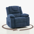 Oversized Massage Rocker Recliner Chair for Adults360° Swivel Rock Recliner Chairs Single Sofa with Vibration Massage and HeatingSide Pocket for Living Room/BedroomBlue