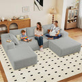 96 U-Shape Cloud Couch Modern Modular Sectional L-Shape Sofa with Ottoman Corduroy Upholstered Couches Deep Seat Chaise Longue for Living Room No Assembly Required(Light Gray Right Facing)