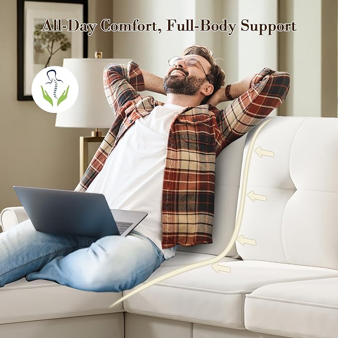 Sofas for Living Room 83 Velvet Sectional Couch with Moveable Ottoman Midcentury Modern Small Sectional Couch L Shape Sofa &amp 3 Seater Couches for Living Room Apartment Bedroom Beige