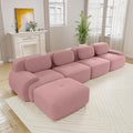 Boneless Sectional Couch No Assembly Required 152.7” L Shaped Modular Cloud Sofa with Pillow and Ottoman Deep Seat Corduroy Couch for Living Room Bedroom Office Apartment