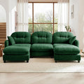 107 Modular Sectional Sofa Comfy U Shaped Cloud Couch with Ottoman Chenille Sofa Sleeper Deep Seat Sofas with Throw Pillows for Apartment-Green