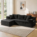 Bashaw 108 Modular Sectional Sofa Couches with Chaise L-Shape Boneless Couch Deep Seat Upholstered Boneless Sectional Couch for Living Room (Black 108 Left Facing Chaise) | Sectional Boneless L-
