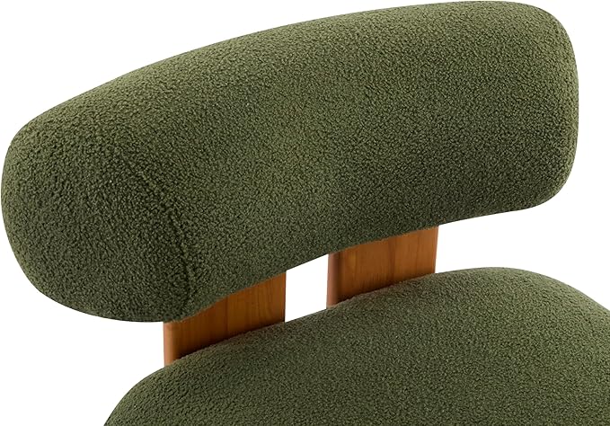Christopher Knight Home Jillian Modern Boucle Upholstered Accent Chair Armless Living Room Single Lounge Sofa Comfy Reading Chair for Bedroom Low Profile Chair Olive Green+Brown