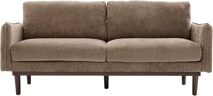 Christopher Knight Home Brena Modern Fabric Upholstered Loveseat Sofa Wooden 2 Seater Sofa Couch with Deep Seat Comfy Cloud Couch for Living Room Bedroom Home Office Brown