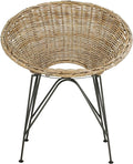 Safavieh Home Sierra Coastal Grey Wash Rattan and Dark Steel Round Accent Chair