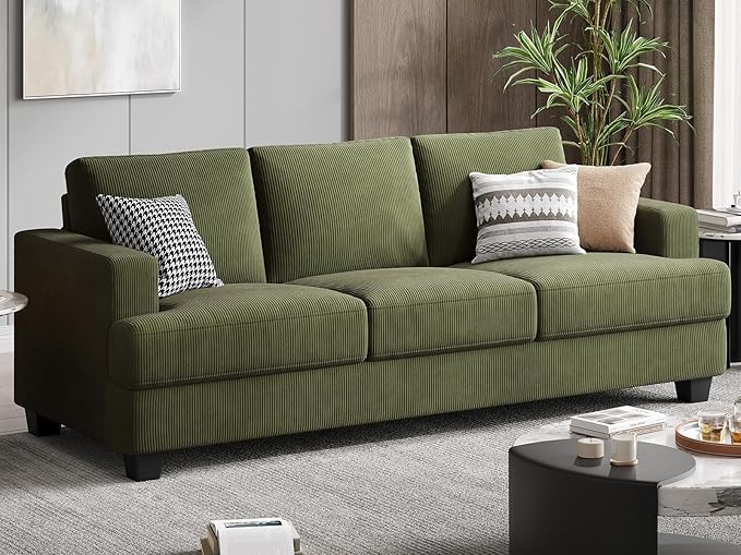 Fadware Sofa Couch 3 Seater Sofa with Suppleness Armrests Fabric Deep Seat Sofa with Upholstered Cushion&amp Backrests Modern Comfy Couch for Living Room Apartment