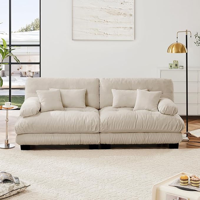 Cloud Sectional Sofa 94.4 Chenille Deep 2 Seater Modular Loveseat Sofa Couch for Living RoomLight Coffee