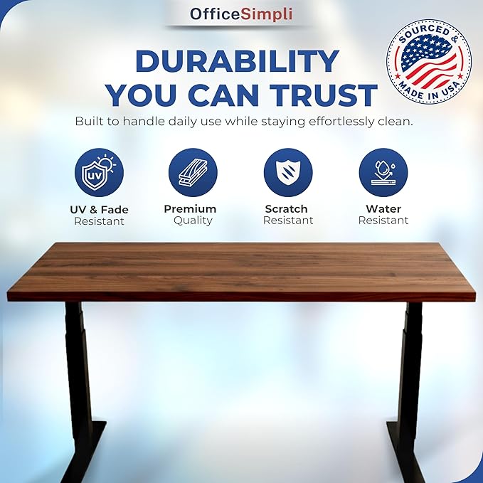 OfficeSimpli 60 x 30 Inch Desk Top Made in USA Replacement Table Top for Sit-to-Stand Adjustable Desk Frame Countertop Workbench for Home and Office (Desk Top only) - California Walnut Long Grain