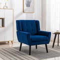 Modern Accent Chair Oversized Accent Chair Corner Chair Mid Century Modern Chair Comfy Reading Chair Upholstered Armchair Modern Chairs for Living Room (Blue Velvet)